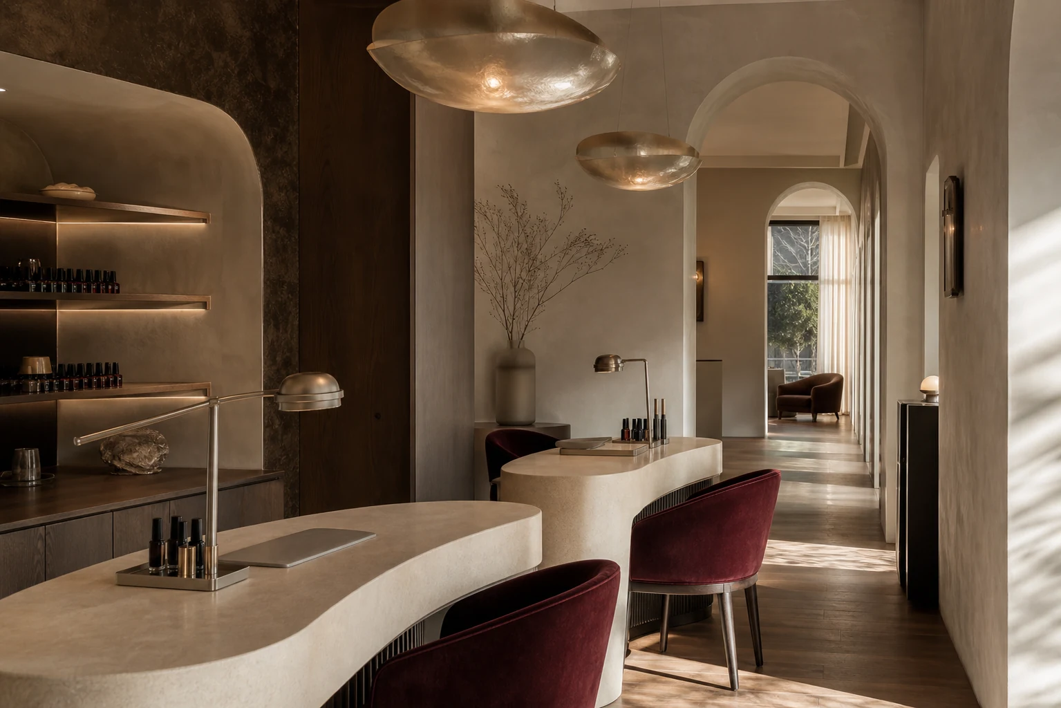 A warm, contemporary nail atelier interior